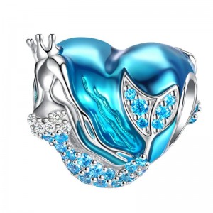 Морска висулка от русалка 925 сребърно сапфирено сърце висулка за жени